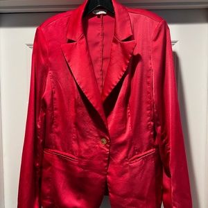 Pink Satin Blazer Top